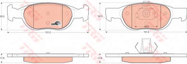 Комплект тормозных колодок, дисковый тормоз