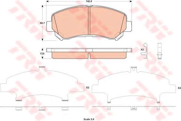 Комплект тормозных колодок, дисковый тормоз