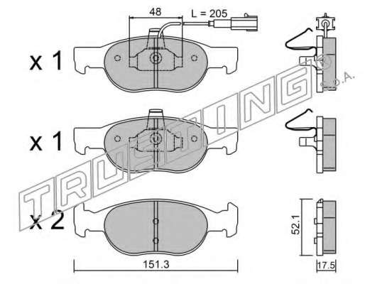 Комплект тормозных колодок, дисковый тормоз