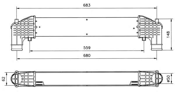 Радіатор інтеркулера Ford Galaxy/Seat Alhambra/VW Sharan 1.8T 20V/1.9Tdi 95-