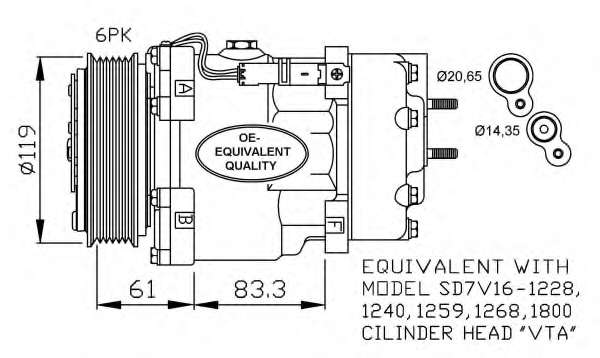 Компрессор кондиционера Citroen Berlingo/Peugeot Partner 1.9D/2.0HDI 96-15