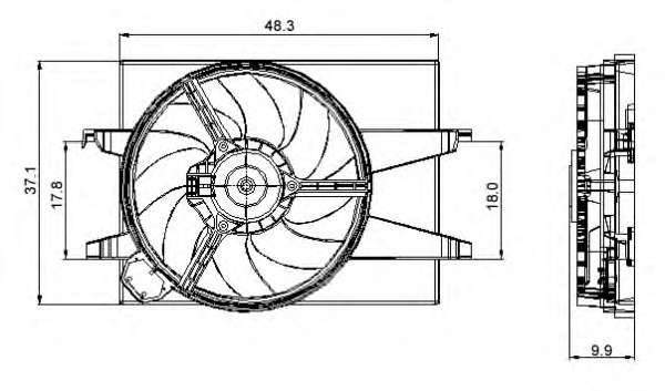 Вентилятор радиатора Ford Fiesta/Fusion 01-12 (с диффузором)