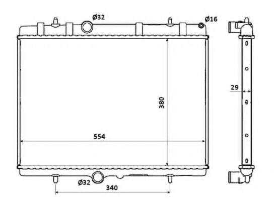 Радиатор охлаждения Citroen Berlingo/Peugeot Partner 1.6HDI 08- (+/-AC) (380x549x26)