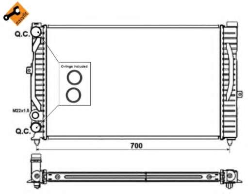 Радиатор охлаждения Audi A4/A6/VW Passat 1.6-2.8 94-08 (632x395x33)
