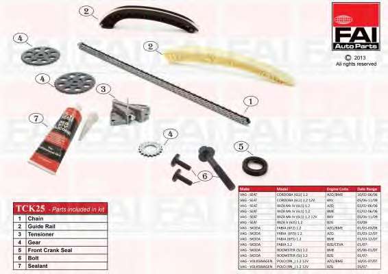 К-кт ланцюга ГРМ (з шестернею) Skoda Fabia 1.2 01-/VW Polo 1.2 02-/Seat Cordoba 1.2 02-