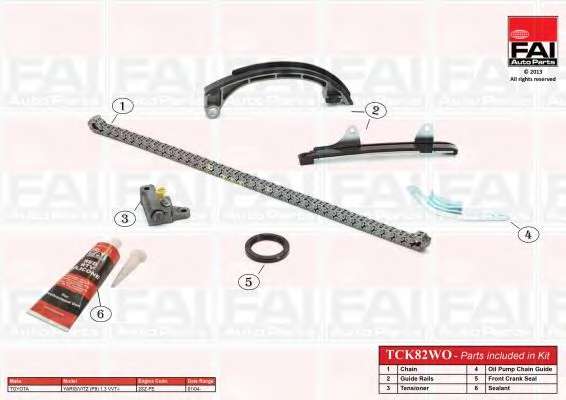 К-кт ланцюга ГРМ (Ланцюг+натяжник+лижі) Toyota Yaris 1.3 05-