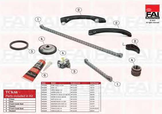 К-кт ланцюга приводу ГРМ Nissan Cube (Z12) 1.6 16V/Juke 1.6/Latio 1.6/Livina(L10) 1.6/Micra C+C (K12) 1.6/Note (E11) 1.6/Qashqai (J10 JJ10) 1.6/Tiida (C11X) 1.6