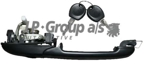 Ручка открывания двери Volkswagen Passat B4 '94-96 передн. левая, внешняя+замок, черн.