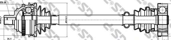 Полуось VW T4 94- (38x540.8) (+ABS)