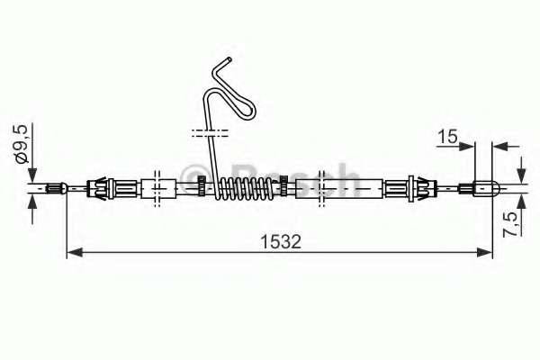 Трос ручника (задний) (L) Ford Transit (V347) 06-14 (1532/1332mm)