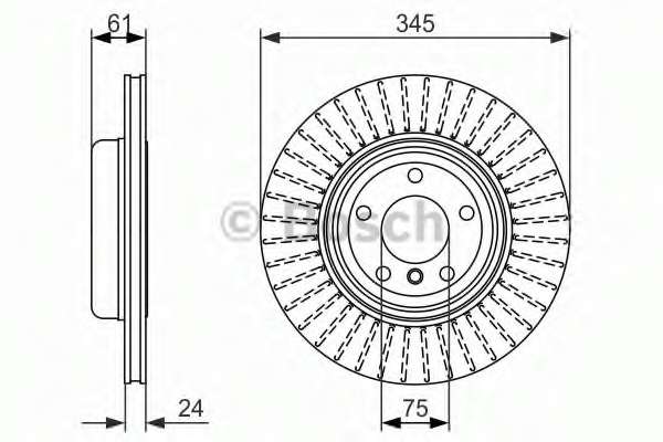 Диск тормозной (задний) BMW 5 (E60/E61)/6 (E63) 03-10 (345x24) (с покрытием) (вент)