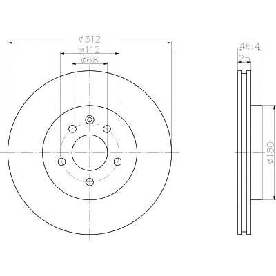 Диск гальм. P Audi A4,A6Skoda Superb 1,8T-2,8 04.97- (312x25