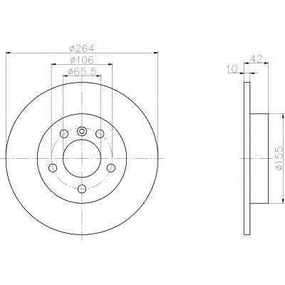 Диск гальмівний зад. (264x10) Opel Combo 1.7CDTI 04