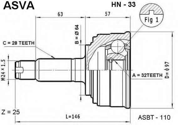 Шарнирный комплект, приводной вал