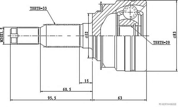 Шарнирный комплект, приводной вал