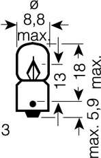 Автолампа T2W Original Line 12V 2W BA9s