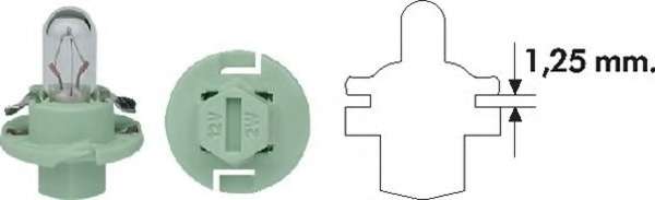 Автолампа PBX4 12V 2W BX8.4d (зеленый патрон) 