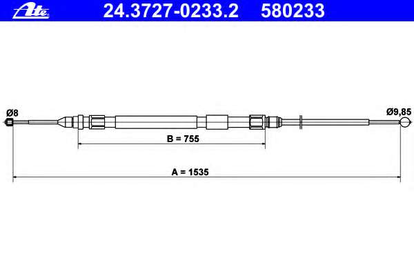 Трос ручника BMW 3 (E90) 04-11 (1535/755mm)