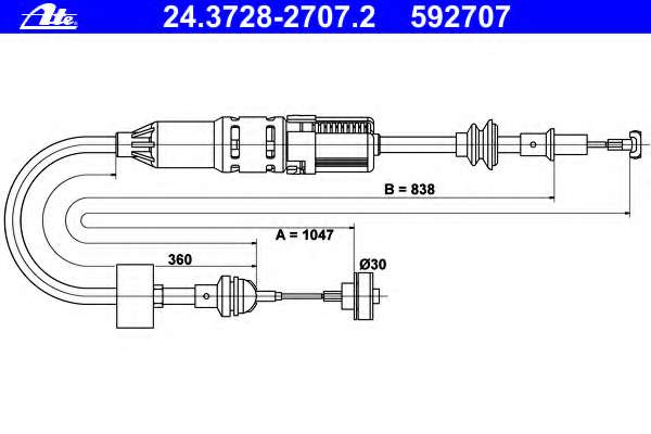 Трос, управление сцеплением