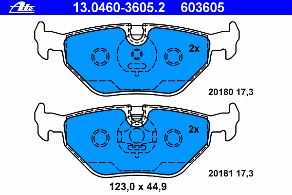 Колодки тормозные (задние) BMW 3 (E36/E46) 90-07 (Ate)