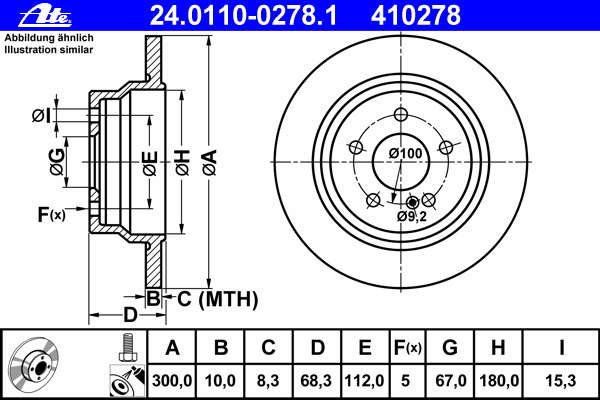 Диск тормозной (задний) MB E-class (W211/W212/S211/S212) 02- (300x10 (с покрытием) (полный)
