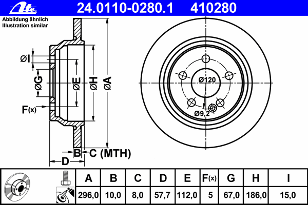 Диск тормозной (задний) MB Vito (W639) 03- (296x10) (с покрытием) (полный)