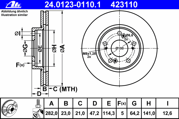 Диск тормозной (передний) Honda Civic VIII 06-/FR-V 05- (282x23) (с покрытием) (вентилируемый)