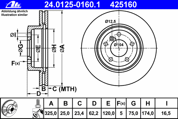 Диск тормозной (передний) BMW X3 (E83) 03-11/3 (E90) 04-12 (325x25) (с покрытием) (вентилируемый)