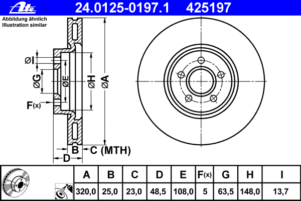 Диск тормозной (передний) Ford Focus/Kuga II 07-/Connect 13- (320x25) (с покрытием) (вентилируемый)