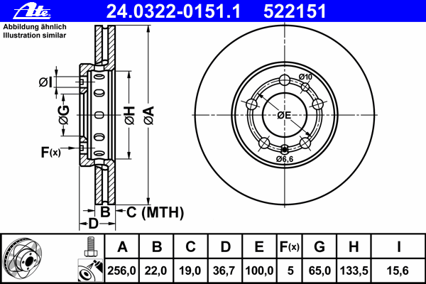 Диск тормозной (передний) Skoda Fabia/Octavia 96-/Roomster 06-/VW Golf 97-06 (256x22)(с покр.) Power